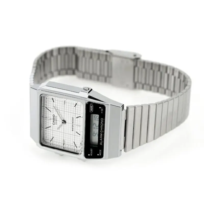 Casio Vintage Dual-time White Dial Watch- AQ-800E-7A